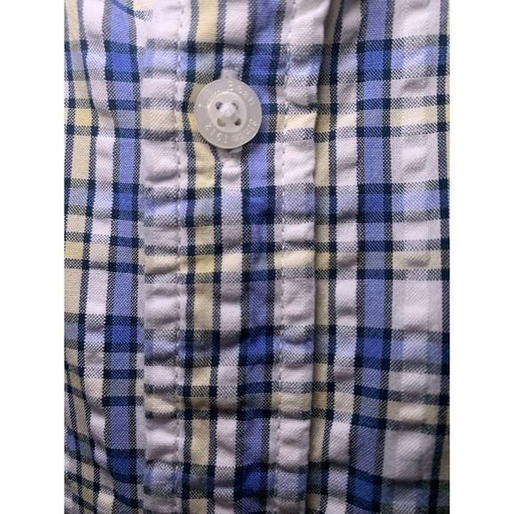 L.L. Bean Shirt Mens XXL Regular Fit Organic Cotton Blue Yellow Plaid Button-Up - Picture 4 of 7